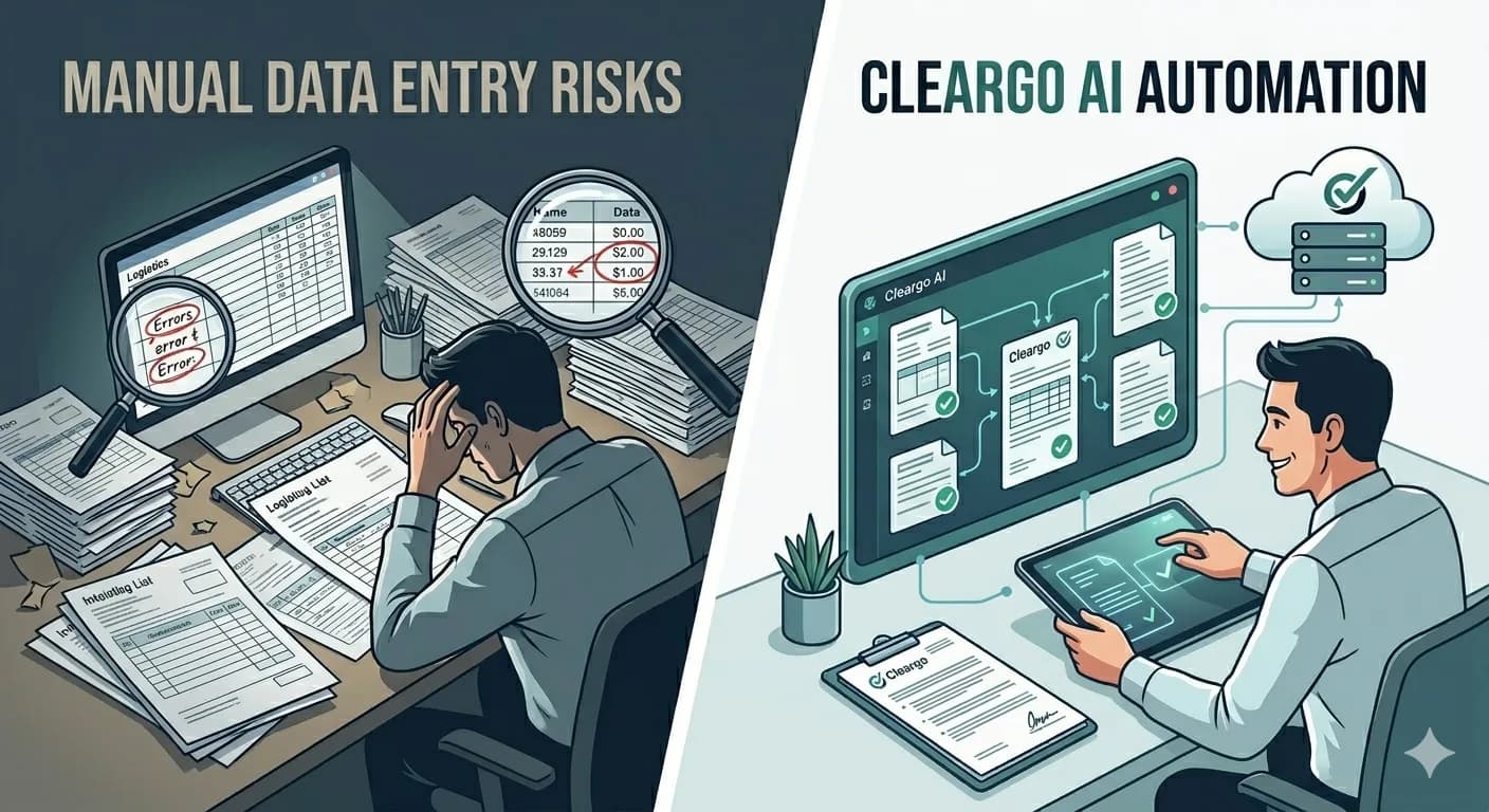 Manual Data Entry Risks vs Cleargo AI Automation